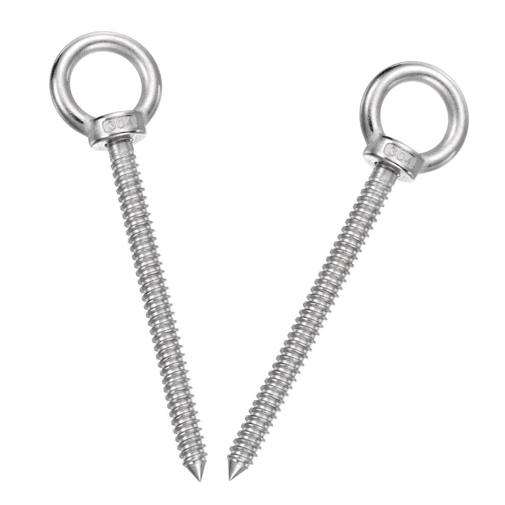Sourcing Map M10x120mm Eye Hooks 6.6X1.6x1.6 Inch 304 Stainless Steel Eye Bolts Hammock Hooks For Screw Eyes Hanging Swing, Yoga Hammock Stand, Pack 3565677472927
