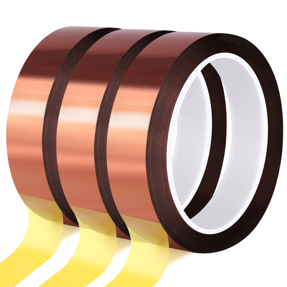 Fyguard 3 Rolls High Temperature Tape, 20Mm X 25M Brown Thermal Tape Sublimation Transfer Tape No Residue For Mugs Printing Electronic Soldering Mask 5002625707536