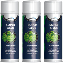 Bond It Super Glue Activator Spray Pack of 3 (400ml Each) – Fast-Dry Glue Activator for Cyanoacrylate Adhesives, Improves Bonding on Difficult Surfa