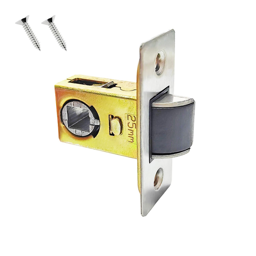 Qrity 1 Pcs Tubular Latch 25Mm Forked Mortice Latch With Stainless Steel Panel, Tubular Mortice Latch For Lever Door Handles Internal Door Handles 5758109609840