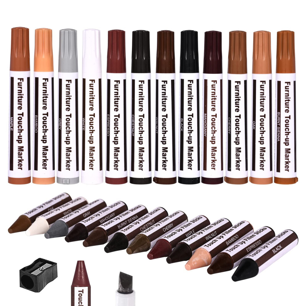 Furniture Repair Kit Wood Markers - Markers And Wax Sticks For Stains, Scratches, Wood Floors, Tables, Desks, Carpenters, Bedposts, Touch Ups, And Co 4002784516957