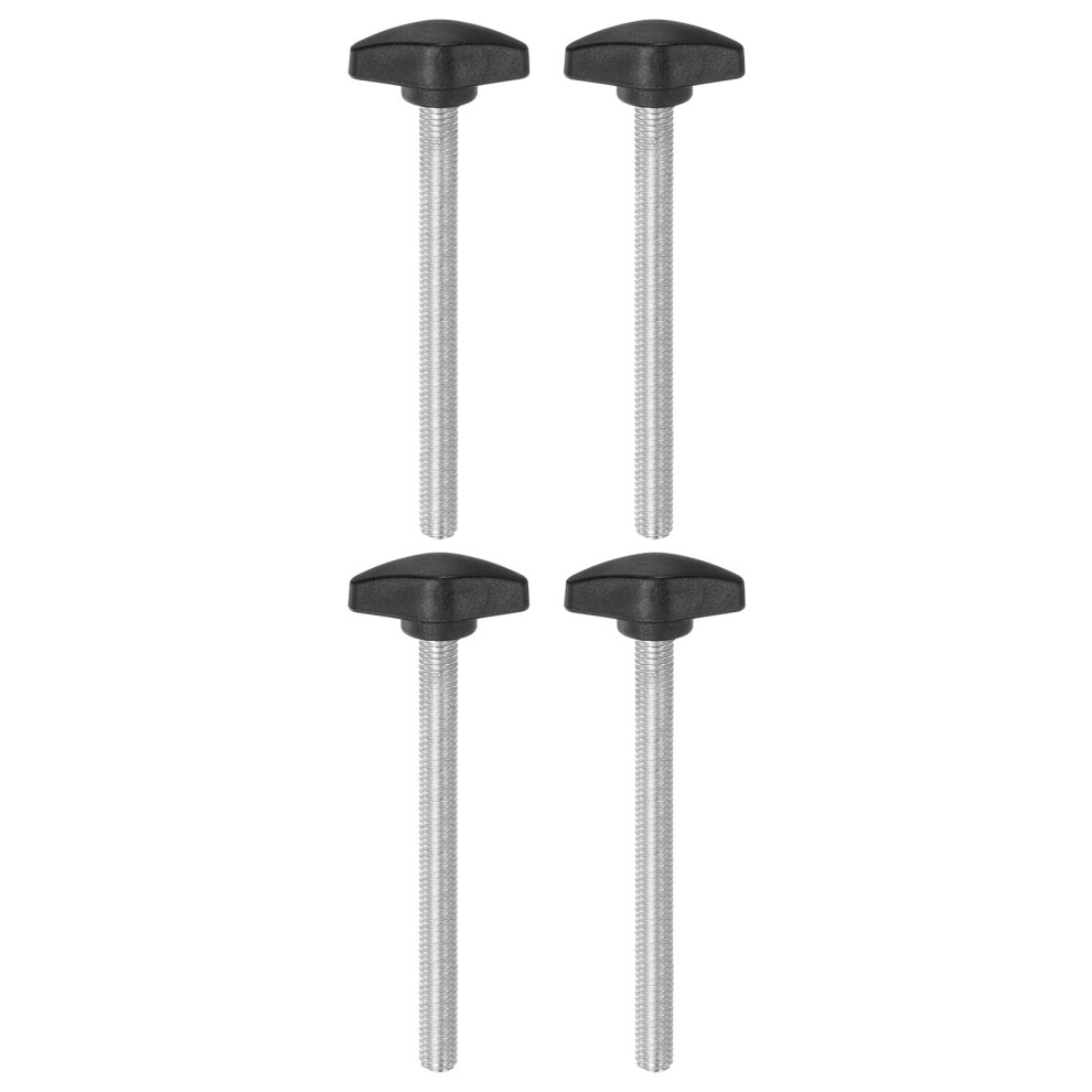 Sourcing Map 4Pcs Tee Wing Knobs Thumb Screws M8 X 90Mm Standard Male Thread Plastic T Knobs Handles Hand Clamping Thumbscrew, Black 4002890824786