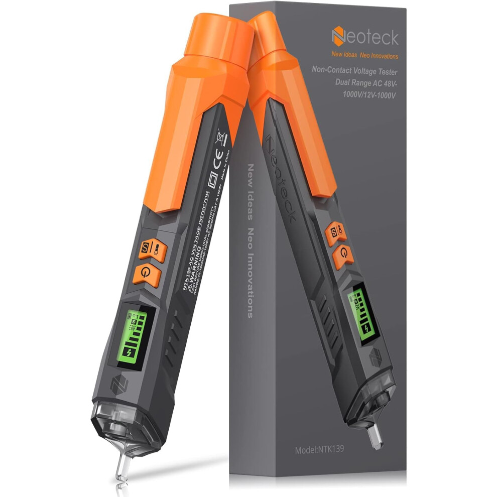 Neoteck Non Contact Voltage Tester 12-1000V/48V-1000 Adjustable Sensitivity Ac Voltage Detector Pen Live/Null Wire Tester With Lcd Display Buzzer Ala 1071093027761