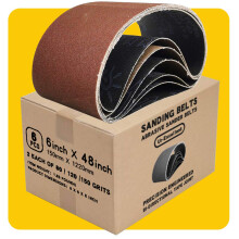 150mm x 1220mm 150mmx1220mm Sanding Belt Assorted Pack,6 Pcs(2 Each of 80 120 150 Grits) Aluminum Oxide for Sander