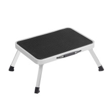 SONGMICS Step Ladder, Folding Step Stool, Steel, Meets EN 14183 Standard, Non-Slip Rubber Pad, for Bathroom, Kitchen, Load up to 150 kg, 37.5 x 26.5