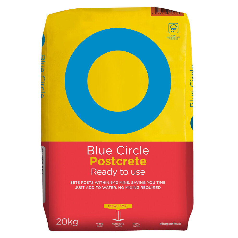 Blue Circle Ready To Use Postcrete 20Kg Ready-To-Use Post Fixing Product - Just Add To Water 8320607046525