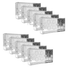 Evoges Double Metal Back Box, 35mm, 2 Gang, 1.0mm Thickness for Electrical Sockets Switches, BS4662 Standard, 20mm & 25mm Knockouts, Adjustable Lug,