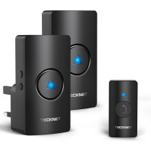 TECKNET Wireless Doorbell with 2 Receivers, IP65 Waterproof Portable Door Bells Wireless Cordless Operating at The Range of 1300ft/400M, 60 Chimes, 5