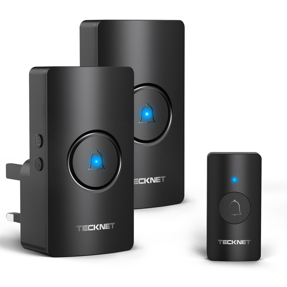 Tecknet Wireless Doorbell With 2 Receivers, Ip65 Waterproof Portable Door Bells Wireless Cordless Operating At The Range Of 1300Ft/400M, 60 Chimes, 5