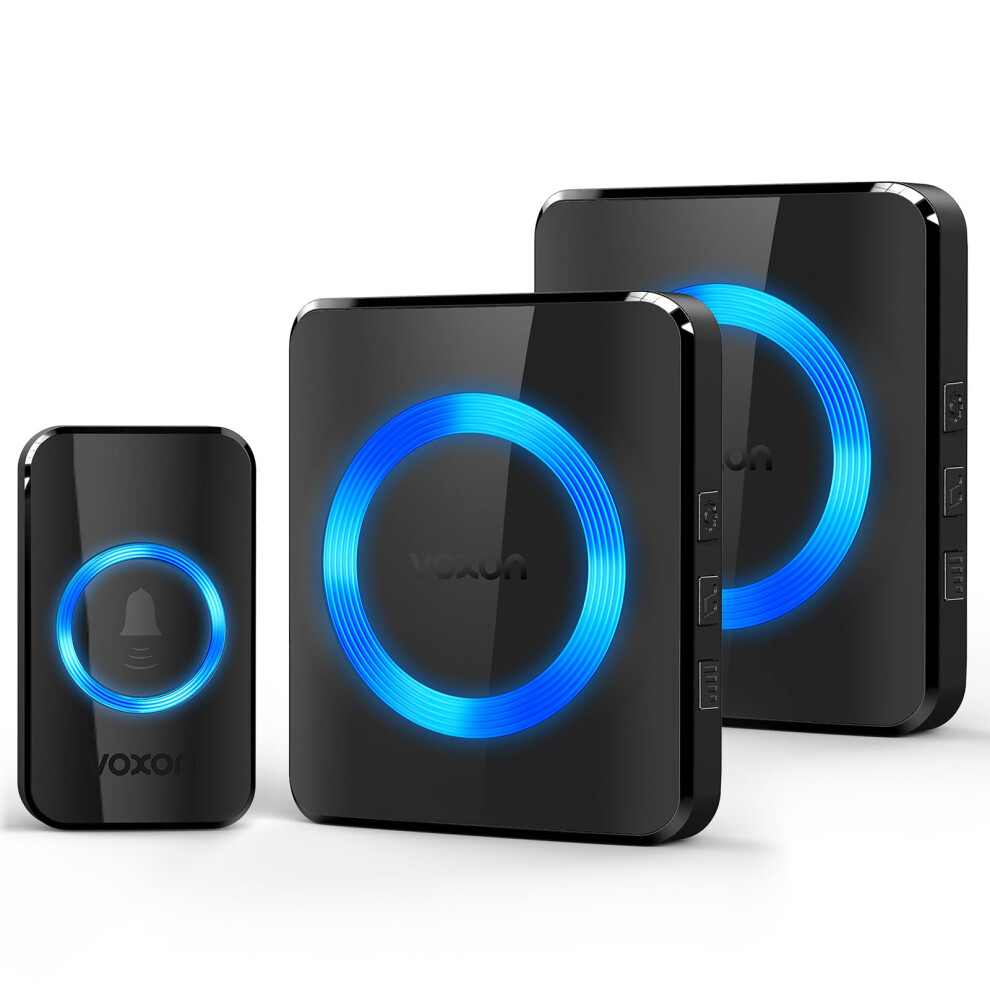 Wireless Doorbell, Voxon Door Bells Wireless Cordless With 2 Receivers Ip65 Waterproof Plug In Door Bell Battery Operated, 1300Ft Long Range Chime Ki 5044835715468
