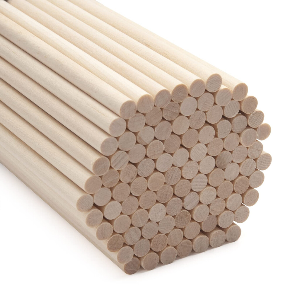 Wood Dowels Wooden Dowel Rods, 100Pcs 6Mm*150Mm Round Wooden Sticks For Arts And Crafts, Small Unfinished Hardwood Sticks For Diyers Crafting, Cake S 4099321086318