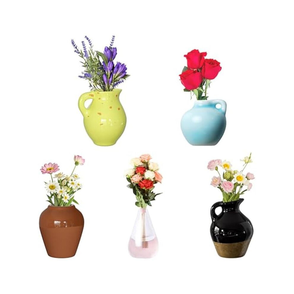 Semoic 5Pc Vase Fridge Magnets,Small Plant Magnets,3D Plant Vase For Refrigerator Decoration Kitchen Locker Office