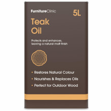 Furniture Clinic Teak Oil for Wood 5L - Restore & Prevent Drying of Indoor & Outdoor Wooden Garden Furniture