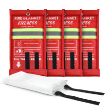 FIREWESS Emergency Fire Blanket, 4Pack Fiberglass Flame Retardant Fire Blankets Emergency for Home, Kitchen, Car, Office, Grill, 39.4X 39.4inch Fire
