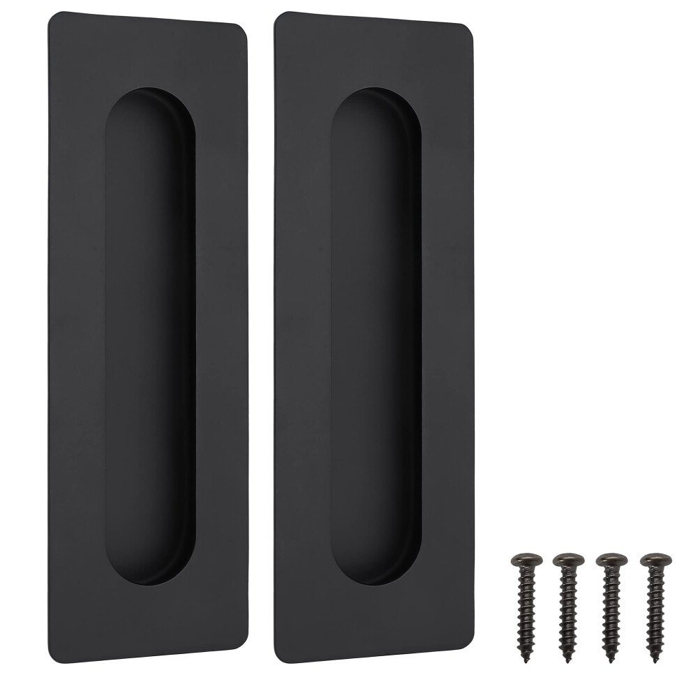 Malimali 2 Pack Stainless Steel Recessed Sliding Handles, 180Mm Flush Door Hardware Finger Pulls For Pocket Closet Barn Door (Matte Black) 8120224928446