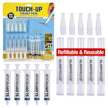 Slobproof Refillable Touch-Up Paint Pen, Pack of 5 -Mess Free Touch Up Tool to Quickly Retouch Small Areas -Precision Brush Tip with Controlled Flow,