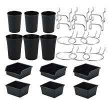 Peg Board Bins Peg Board Cups with Hooks & Loop 12Pack,Peg Board Organizer Accessories, Peg Board Tools Organizer B