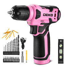 DEKOPRO Pink 8v Cordless Drill, 3/8" Keyless Chuck, 800rpm for Home DIY