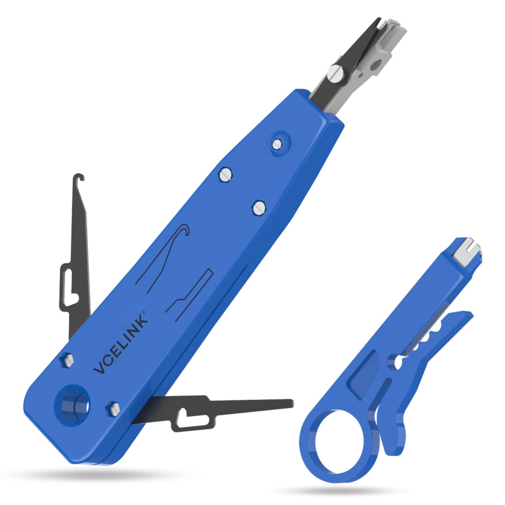 Vcelink Punch Down Tool, Ethernet Krone Tool For Rj45 Socket Cat5/Cat6/Cat7 & Telephone Cable, Impact Idc Network Punch Down Tool With Wire Stripper 8793226197174