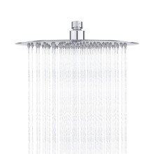 Ibergrif M20298 Rain Shower Head, 10 Inch Round Fixed Showerhead, 304 Stainless Steel Ultra Thin Top Spray Shower Head with 126 Silicone Jets for Bat