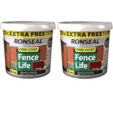 Ronseal 5L One Coat Fence Life Fence Paint Bundle Deal 2 for 22.95-2 x 5L tubs = 10L - Red Cedar