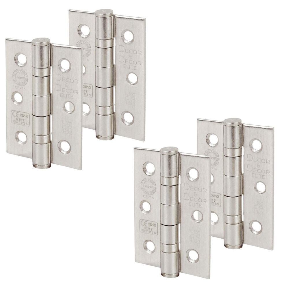 Decoranddecor Door Hinges Internal - Fire Rated - 3Inc / 76Mm - Ball Bearing - Steel - Satin Nickel - 2 Pairs 9458979026254