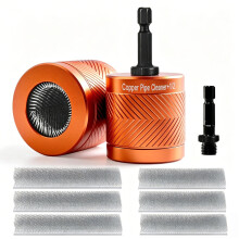 Copper Pipe Cleaner,15+22mm Drill Tube Cleaning Brush, Upgraded Carbon Steel Copper Pipe Tube Cleaning Brushes with Hex Shank (New)