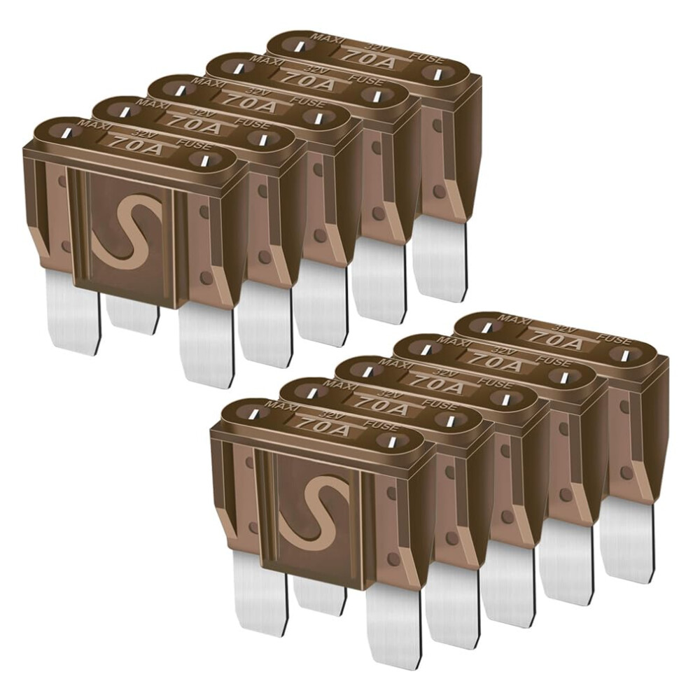 Gebildet 10Pcs Blade Fuses Maxi Apx Replacement Fuses 70A For Cars Trucks Rvs Boats Automotives Vehicle Campers Suv 8163051571423