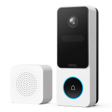 aosu 2K HD Wireless Video Doorbell Camera with Chime, Battery Powered, Wide Angle, 2-Way Talk, AI Human Detection, Local & Cloud Storage, 2.4GHz WiFi