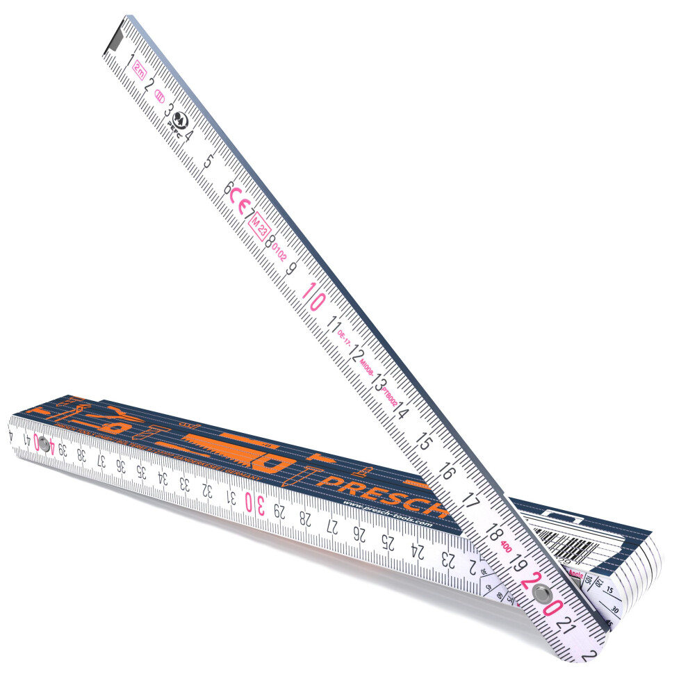 Photos - Other Hand Tools Presch Folding rule 2m with angle scale | Wood | Blue | Foldable | Large & highly legible numbers | Precise snapping | Meter
