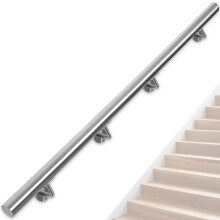 OUUTMEE Stainless Steel Handrail for Stairs – 250CM/8FT Wall-Mounted Stair Railing with Brackets, Ø 42 mm Tube Indoor/Outdoor Handrail for Loft, Po