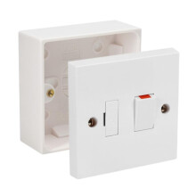 Fused Spur Side Flex 13Amps White Electrical Connection Unit - Optional Neon Indicator, Single 25/35/45mm Pattress Back Box Surface Mounted 1 Gang (S