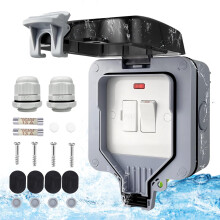 Outdoor Fused Spur Switch Connection Unit with Power Indicator IP66 Waterproof 13amp Single Gang Outlet Garden External Electrical Outside Socket Box