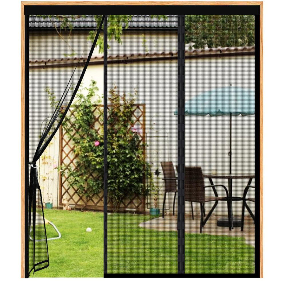 Double Door Magnetic Fly Screens For Doors -180(60/60/60) X190cm Double Door Screen Curtain, Powerful Magnets, Full Frame Hook And Loop For Patio Doo 6472496642196
