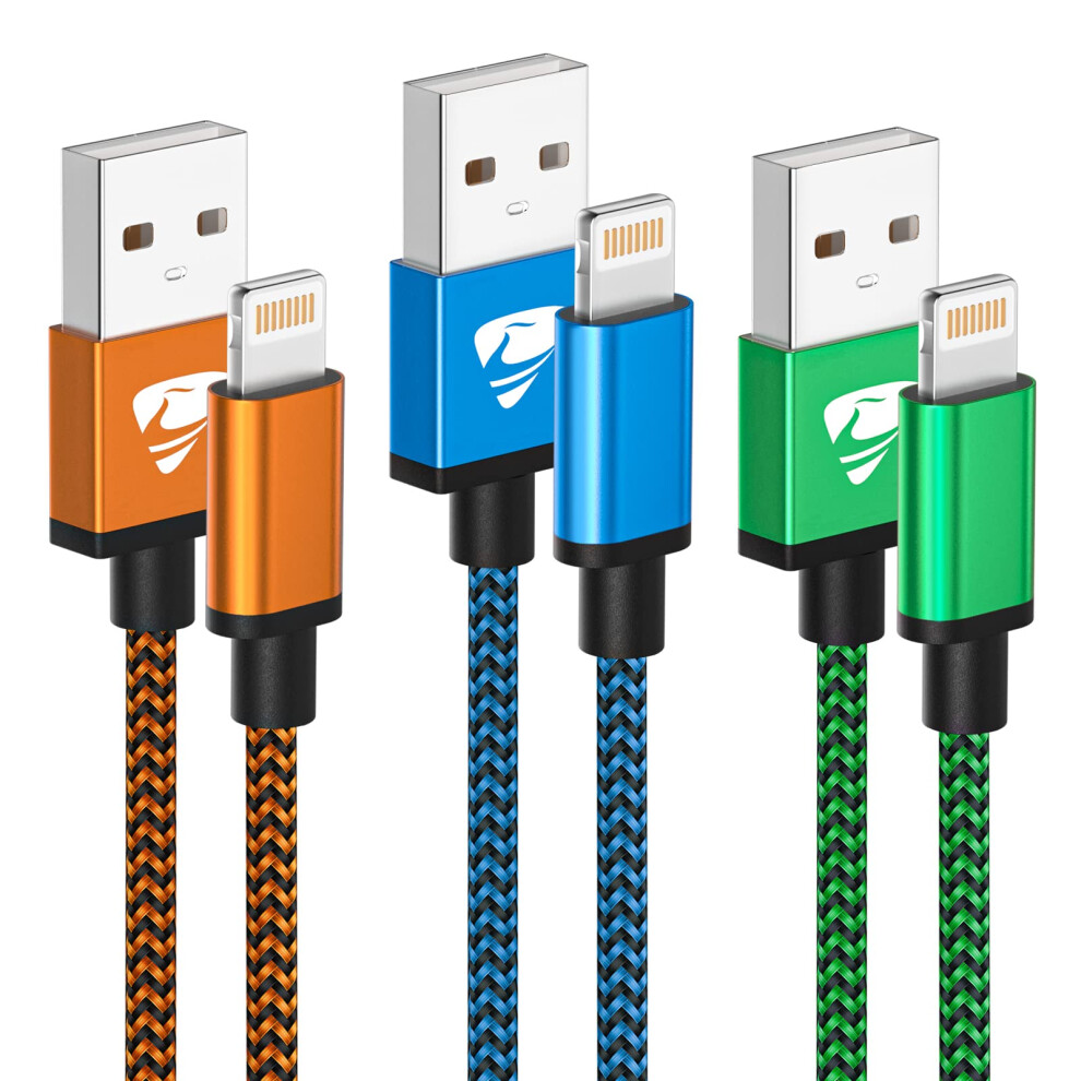 3Pack 2M Iphone Charger Cable, Long Iphone Charging Cable Mfi Certified Lightning Cable Fast Charging Cord Braided I Phone Charger Lead Usb Cord For 8100486223329