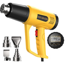 Vinyl Wrapping Heat Gun,Equipped with LCD Digital Display, Heat Shrink tubing, Paint, epoxy, Candle Making, Adjustable Temperature (Yellow, Two-Posit