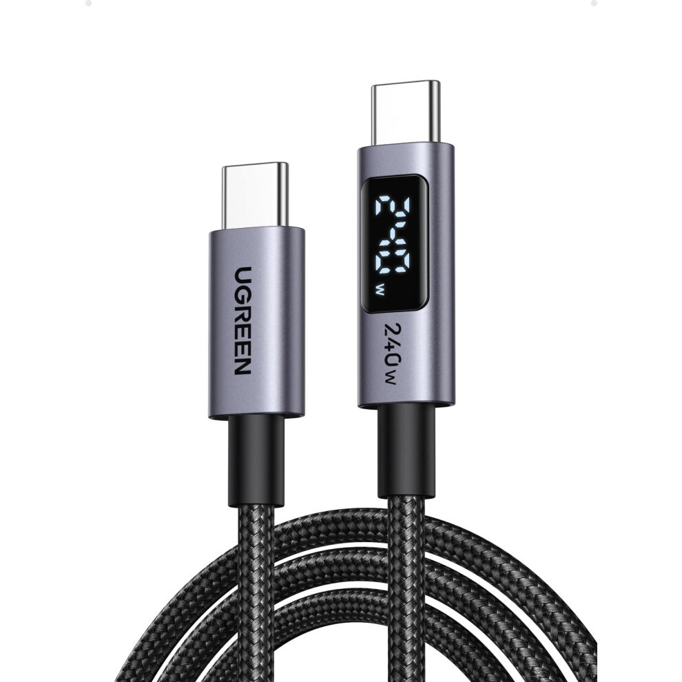 Ugreen 240W Usb C To Usb-C Cable With Built-In Digital Screen Pd 3.1 Type C To C Fast Charging Cable Compatible With Macbook Pro M4/Air, Ipad Pro 202 3658255381817