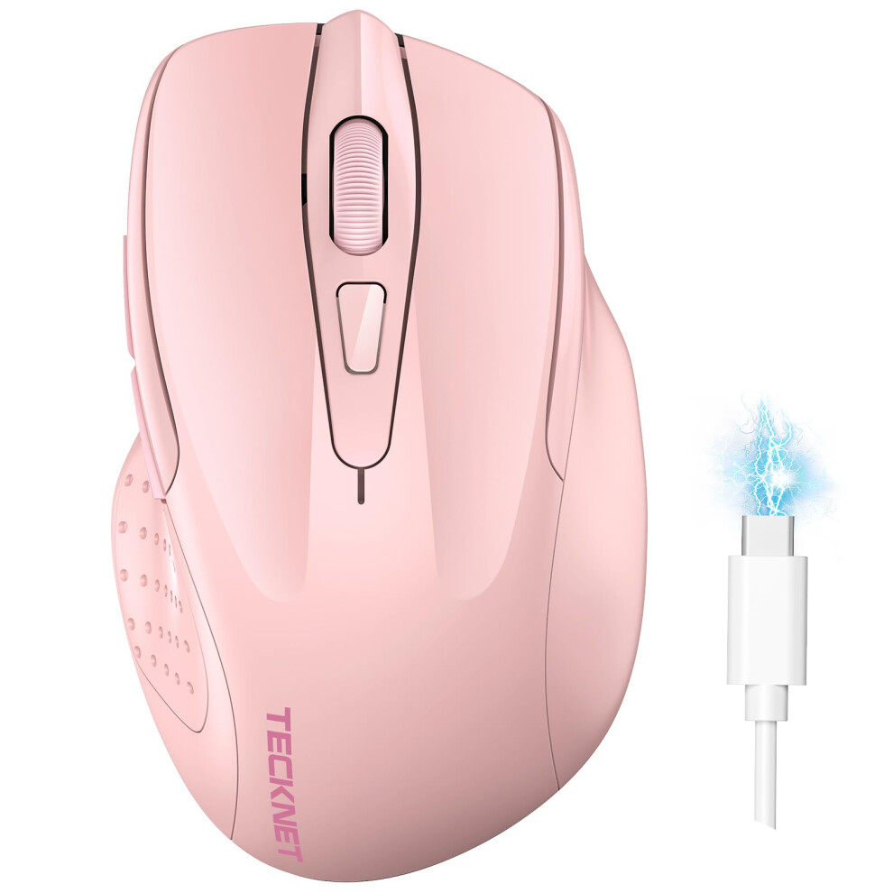 Tecknet Bluetooth Mouse, Rechargeable Bluetooth Wireless Mouse(Tri-Mode: Bt 5.0/3.0+2.4G), 4800Dpi Adjustable, Silent Ergonomic Wireless Mouse For La