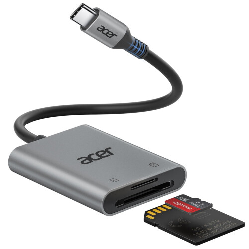 Acer acer USB-C SD Card Reader, High Speed Type-C Micro SD Card Adapter, USBC External Memory Card Reader for SD/Micro SD/SDHC/SDXC/MMC, iPhone 15 16 17,