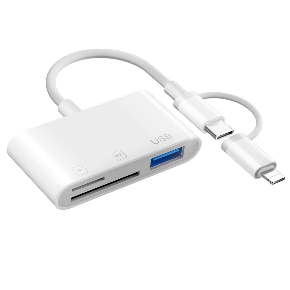 Loydia Sd Card Reader For Iphone, 3 In 1 Usb C Otg Adapter Camera Card Viewer Memory Card Reader, Micro Sd To Lightning Adapter With Sd/Tf Card Slot, 7604069599340