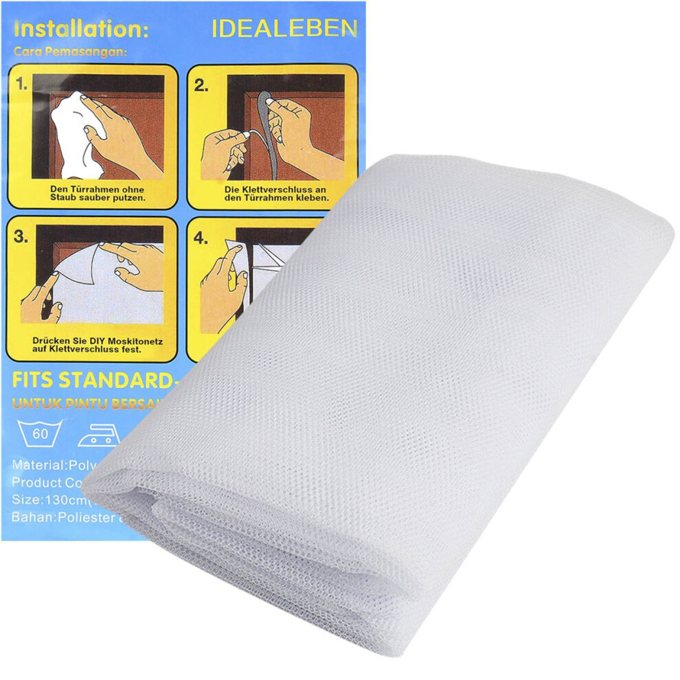 2 Packs Idealeben Window Insect Screen Net Mesh Fly Bug Mosquito Protector Kit 1.3M X 1.5M With 3 Rolls Self-Adhesive Tapes White 3746139481873