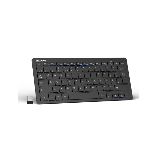 TeckNet TECKNET 2.4G Wireless Compact Mini Keyboard, UK Layout, Black