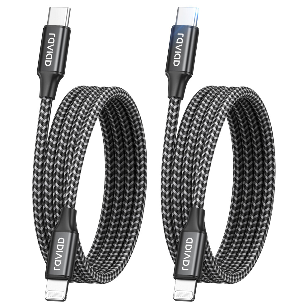 Raviad Usb C To Lightning Cable 1M 2Pack, [Mfi Certified] Iphone Fast Charger Cable Nylon Pd Fast Charging Usb C Lightning Cable Compatible With Ipho 5003894814383