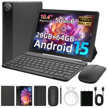 MUISOO Android 15 Tablet, 10.4 inch Tablet, Android Tablets with Keyboard Pen Case Mouse Earphone, 20GB RAM+64GB ROM (TF 1TB), 5000mAh, WiFi 6, BT5.4