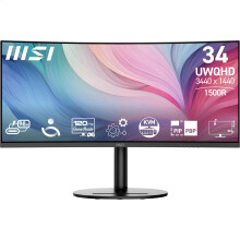 MSI Modern MD342CQP 34 Inch UWQHD 1500R Curved Monitor - 3440 x 1440 VA Panel, KVM, PIP/PBP, Wide Color Gamut, Eye-Friendly Screen, Built-in Speakers