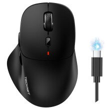 TECKNET Wireless Mouse, Rechargeable Bluetooth Mouse(Tri-Mode: BT 5.0/3.0+2.4G), 4800DPI Adjustable, Ergonomic Cordless Silent Mouse for Laptop, PC,