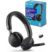 JLab Go Work 3 Office Wireless Headset with Microphone - 70+ H PC Bluetooth Headset or USB C Dongle, Noise Cancelling Mic, Multipoint, On Ear Wireles