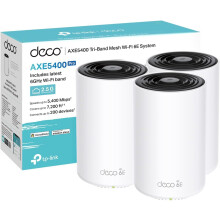 TP-Link Deco XE75 Pro(3-pack) AXE5400Mbps Mesh WiFi 6E System, True Tri-Band Speed, 2.5 Gbps Port, AI-Driven, Coverage up to 7200ft², WiFi Router and