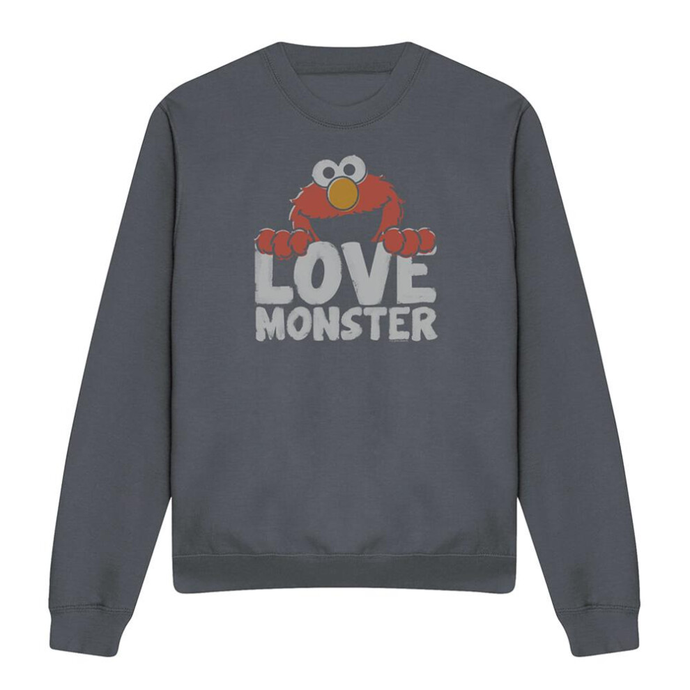 Sesame Street (M, Charcoal) Unisex Adult Love Monster Elmo Sweatshirt Multicoloured