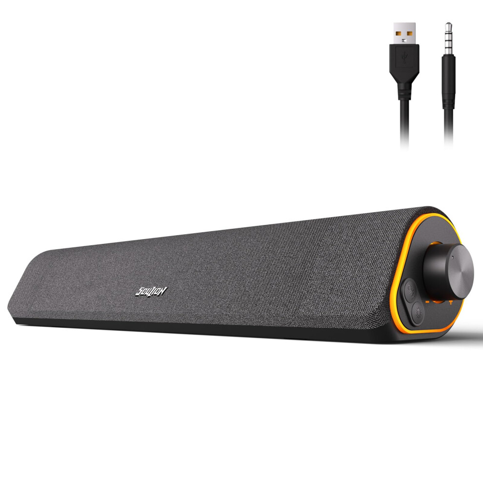 Soulion R50 Pc Speakers, Bluetooth Computer Speakers Usb Powered, 3.5Mm Aux Input, Colorful Lights Soundbar With Switch Button, Stereo Surround Sound 3626168327796